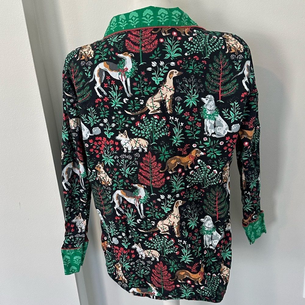Printfresh Green Pajama Top with Whimsical Holiday Print S - Picture 4 of 6